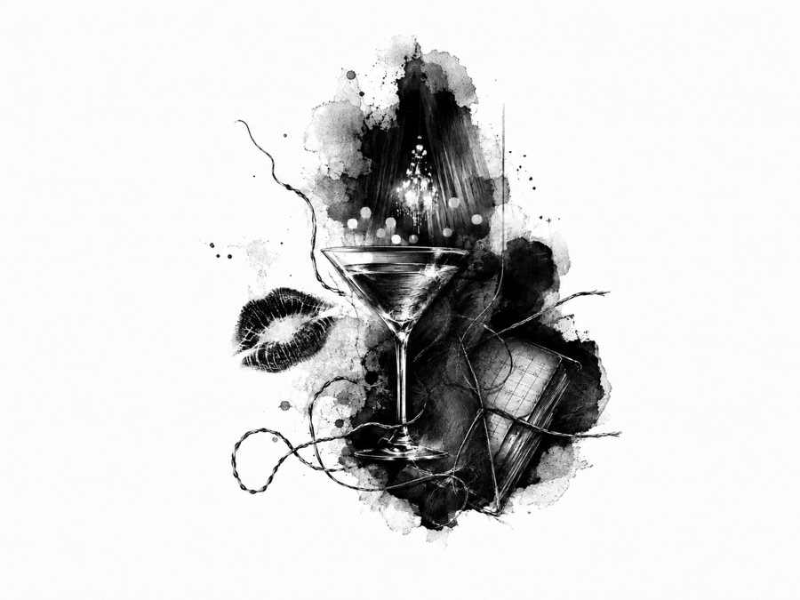 Ink illustration for Last Call at the Glass Room