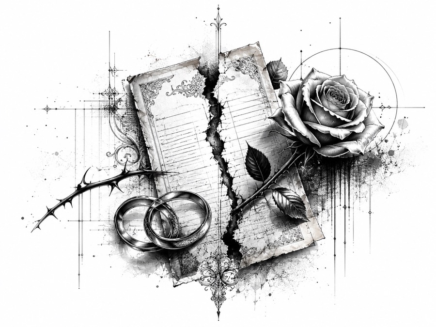 Ink illustration for The Borrowed Bride Contract